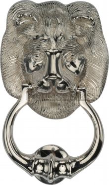 Click Here To Enlarge This Photo Of K1210-PNF Heritage Brass Lion Knocker Polished Nickel Finish