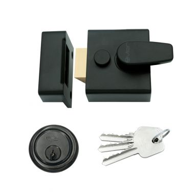 Click Here To Enlarge This Photo Of ZNL40PCB - Zoo Hardware 40mm Narrow Nightlatch c&sol;w 5 Pin Cylinder - Powder Coated Black