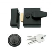 ZNL40PCB - Zoo Hardware 40mm Narrow Nightlatch c&sol;w 5 Pin Cylinder - Powder Coated Black
