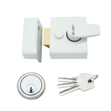 Click Here To Enlarge This Photo Of ZNL40PCW - Zoo Hardware 40mm Narrow Nightlatch c&sol;w 5 Pin Cylinder - Powder Coated White
