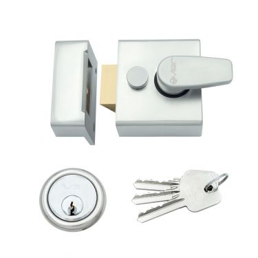 Click Here To Enlarge This Photo Of ZNL40SC - Zoo Hardware 40mm Narrow Nightlatch c&sol;w 5 Pin Cylinder - Satin Chrome