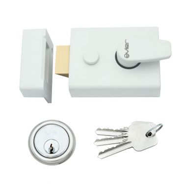 Click Here To Enlarge This Photo Of ZNL60PCW - Zoo Hardware 60mm Standard Nightlatch c&sol;w 5 Pin Cylinder - Powder Coated White