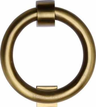 Click Here To Enlarge This Photo Of K1270-AT Heritage Brass Ring Knocker Antique Brass Finish