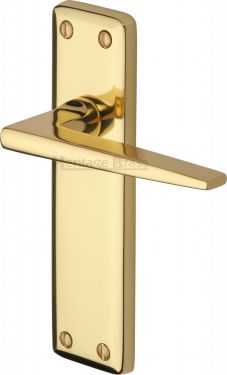 Click Here To Enlarge This Photo Of KEN6810-PB Heritage Brass Door Handle Lever Latch Kendal Design Polished Brass Finish