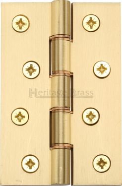 Click Here To Enlarge This Photo Of HG99-350-SB Heritage Brass Hinge Brass with Phosphor Washers 4" x 2 &frac58;" Satin Brass Finish