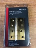 Hafele 926&period;83&period;598 100x67mm Double Phosphor Bronze Washered Hinges Polished Brass &lpar;Sold in Pairs&rpar;