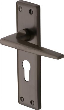 Click Here To Enlarge This Photo Of KEN6848-MB Heritage Brass Door Handle For Euro Profile Plate Kendal Design Matt Bronze Finish