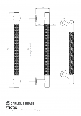 Click Here To Enlarge This Photo Of FTD700CMB - Carlisle Brass Fingertip Design Knurled Pull Handle 190mm &lpar;160mm c&sol;c&rpar; Matt Black
