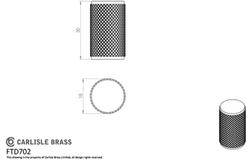Click Here To Enlarge This Photo Of FTD702CP - Carlisle Brass Fingertip Design Knurled Knob 18mm dia &lpar;30mm projection&rpar; Polished Chrome