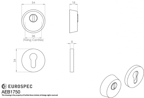 Click Here To Enlarge This Photo Of AEB1750BSS - Carlisle Brass Eurospec Set of 2&ast; British Standatd Security Escutcheons to Suit Euro Profile Cylinders Polished Stainless Steel