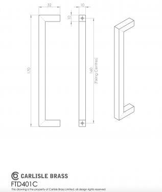 Click Here To Enlarge This Photo Of FTD401CMB - Carlisle Brass Fingertip Design Block Handle 170mm &lpar;160mm c&sol;c&rpar; Matt Black