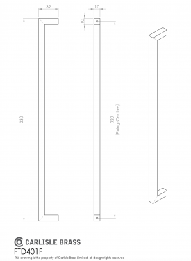 Click Here To Enlarge This Photo Of FTD401FCP - Carlisle Brass Fingertip Design Block Handle 330mm &lpar;320mm c&sol;c&rpar; Polished Chrome