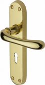 LUN5300-PB Heritage Brass Door Handle Lever Lock Luna Design Polished Brass Finish