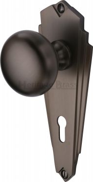 Click Here To Enlarge This Photo Of BR1800-MB Heritage Brass Mortice Knob on Lock Plate Broadway Design Matt Bronze Finish