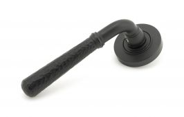 45651 From The Anvil Matt Black Hammered Newbury Lever on Rose Set &lpar;Plain&rpar;