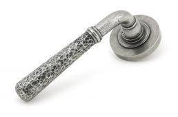 45655 From The Anvil Pewter Hammered Newbury Lever on Rose Set &lpar;Plain&rpar;