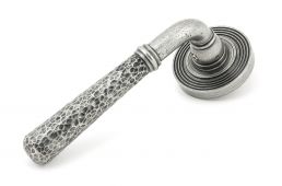 45657 From The Anvil Pewter Hammered Newbury Lever on Rose Set &lpar;Beehive&rpar;