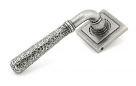 45658 From The Anvil Pewter Hammered Newbury Lever on Rose Set &lpar;Square&rpar;