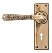 46225 From The Anvil Polished Bronze Hammered Newbury Lever Lock Set