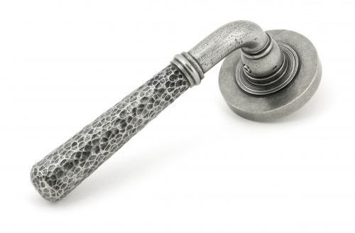 Click Here To Enlarge This Photo Of 49989 From The Anvil Pewter Hammered Newbury Lever on Rose Set &lpar;Plain&rpar; - Unsprung