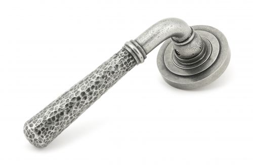 Click Here To Enlarge This Photo Of 49990 From The Anvil Pewter Hammered Newbury Lever on Rose Set &lpar;Art Deco&rpar; - Unsprung