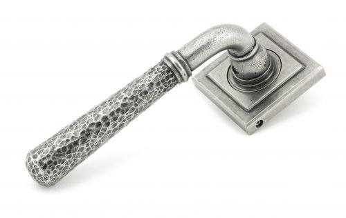 Click Here To Enlarge This Photo Of 49992 From The Anvil Pewter Hammered Newbury Lever on Rose Set &lpar;Square&rpar; - Unsprung