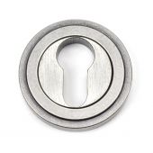 45728 From The Anvil Pewter Round Euro Escutcheon &lpar;Art Deco&rpar;