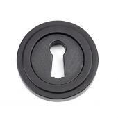 49537 From The Anvil Matt Black Round Escutcheon &lpar;Art Deco&rpar;