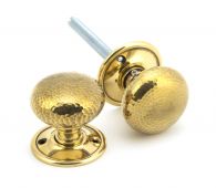 46031 From The Anvil Aged Brass Hammered Mushroom Mortice&sol;Rim Knob Set