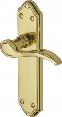 Click Here To Enlarge This Photo Of MM627-PB Heritage Brass Door Handle Lever Latch Verona Small Design Polished Brass Finish