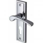 BOS1048-PC M&period;Marcus Sorrento Door Handle For Euro Profile Plate Boston Design Polished Chrome Finish