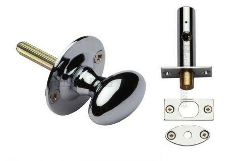 Click Here To Enlarge This Photo Of BT5&plus;RB7-PC Heritage Brass Oval Thumbturn with Bolt Polished Chrome Finish