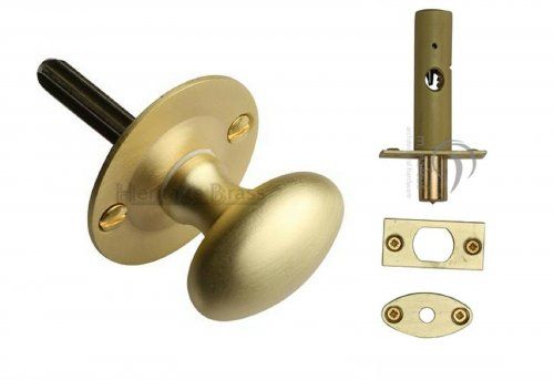Click Here To Enlarge This Photo Of BT5&plus;RB7-SB Heritage Brass Oval Thumbturn with Bolt Satin Brass Finish