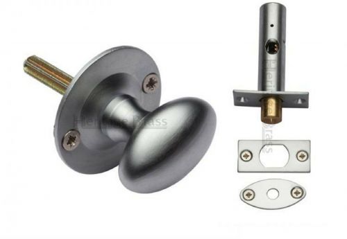 Click Here To Enlarge This Photo Of BT5&plus;RB7-SC Heritage Brass Oval Thumbturn with Bolt Satin Chrome Finish