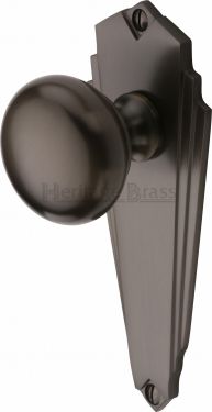 Click Here To Enlarge This Photo Of BR1810-MB Heritage Brass Mortice Knob on Latch Plate Broadway Design Matt Bronze Finish