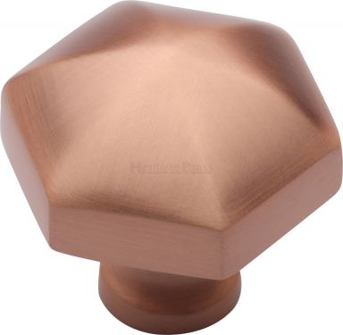 Click Here To Enlarge This Photo Of C2238-SRG Heritage Brass Cabinet Knob Classic Hexagon Design 32mm Satin Rose Gold Finish