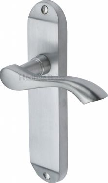 Click Here To Enlarge This Photo Of MM927-SC Heritage Brass Door Handle Lever Latch Algarve Design Satin Chrome Finish