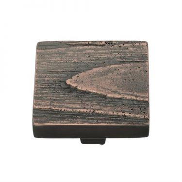 Click Here To Enlarge This Photo Of C3664 38-AC Heritage Brass Cabinet Knob Square Pine Design 38mm Aged Copper Finish