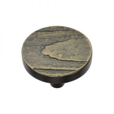 Click Here To Enlarge This Photo Of C3697 38-AB Heritage Brass Cabinet Knob Round Pine Design 38mm Aged Brass Finish