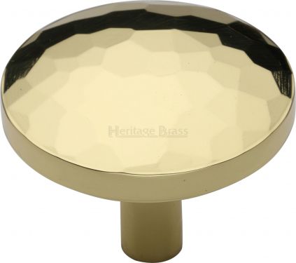 Click Here To Enlarge This Photo Of C3877 38-PB Heritage Brass Cabinet Knob Hammered Design 38mm Polished Brass Finish