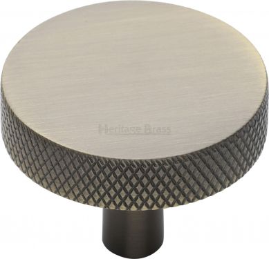 Click Here To Enlarge This Photo Of C3884 38-AT Heritage Brass Cabinet Knob Knurled Disc Design 38mm Antique Brass Finish