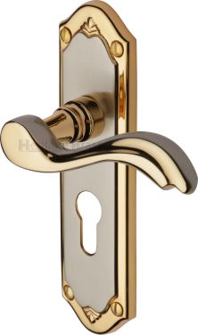 Click Here To Enlarge This Photo Of MM994&period;48-JP Heritage Brass Door Handle For Euro Profile Plate Lisboa Design Jupiter Finish