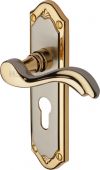 MM994&period;48-JP Heritage Brass Door Handle For Euro Profile Plate Lisboa Design Jupiter Finish