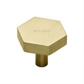 C4344 38-SB Heritage Brass Cabinet Knob Hexagon Design 38mm Satin Brass Finish