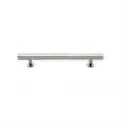 C4760 160-PNF Heritage Brass Cabinet Pull Square Design with Footings 160mm ctc Polished Nickel Finish