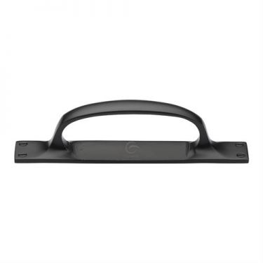 Click Here To Enlarge This Photo Of FB1142 178 M&period;Marcus Black Iron Rustic Cabinet Pull Handle on Plate 178mm