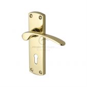 PR400-PB M&period;Marcus Project Hardware Door Handle Lever Lock Luca Design Polished Brass Finish