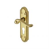G028&period;48-PB Heritage Brass Door Handle For Euro Profile Plate Gainsborough Design Polished Brass Finish
