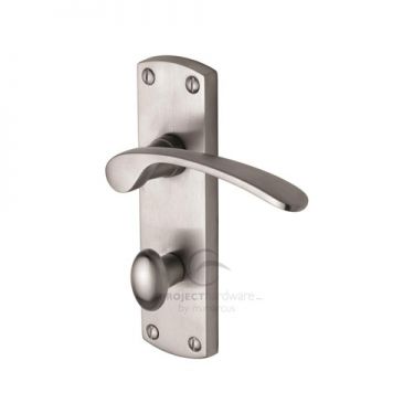 Click Here To Enlarge This Photo Of PR420-SC M&period;Marcus Project Hardware Door Handle For Bathroom Luca Design Satin Chrome Finish
