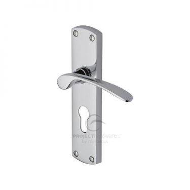 Click Here To Enlarge This Photo Of PR448-PC M&period;Marcus Project Hardware Door Handle For Euro Profile Plate Luca Design Polished Chrome Finish